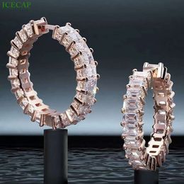 Wholesale New Arrival S Rose Gold Plated VVS Moissanite Round For Women Colorful Geometry Hoop Earrings