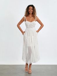 Casual Dresses Dressy Blouses For WomennWomen S Summer Midi Cami Dress White Sleeveless Backless Sheer Lace Party The Population