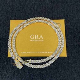 5mm Width One Row Iced Out Man Jewellery Gra Certificates Pass Diamond Tester Vvs1 Moissanite Cuban Link Chain NecklaceVRPP VRPP