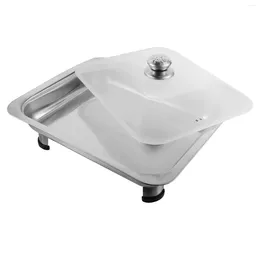 Dinnerware Sets Baking Pan With Lid Buffet Dish Tray Plate For Modular Foods Holder Canteen Stainless Steel Pans