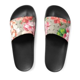 Designer shoes Slipper Summer Beach Sliders canvas Women top quality Casual shoe rubber Mule girl flat black outdoor travel Men Slide pool sandal gift With box