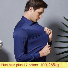 Men's Dress Shirts Us Size 100-265kg Large Fat Spring And Autumn Shirt Long Sleeve Free Ironing Business Casual Solid Colour