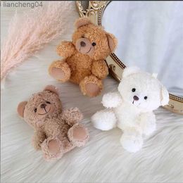 Stuffed Plush Animals 10Cm Curly Plush Sitting Doll Small Plush Toy Bear Bag Pendant DIY Wedding Gift Box Keychain Pendant 4 Color