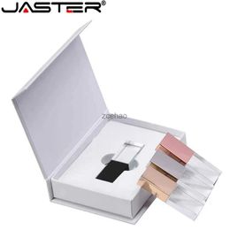 USB Flash Drives JASTER New Crystal Rose Gold Silver Black Gold 2.0 USB Flash Drive with Gift Box 4GB 8GB 16GB 32GB 64GB Free Custom