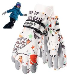 Kids Ski Gloves Waterproof Snow Skiing Warm Mittens Anti-Slip Windproof Snowboard Gloves for Winter Boys Girls Outdoor Sports 240116