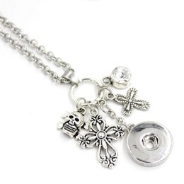 New Arrival Bohemian Style Women Jewellery Whole Interchangeable Jewelry Cross Skull Pendant Necklace 18mm Snap Button Necklac3250