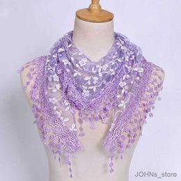 Scarves Sweet Pretty Elegant Hollow Lace Rose Floral Knit Triangle Mantilla Scarf Women Ladies Shl Wrap Scarves