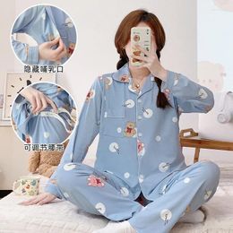 Women's Sleepwear 6XL Oversized Maternity Pajamas Postpartum Nursing Clothes Imitation Cotton Thin Style Feeding Pregnancy And Clothing