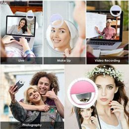 Selfie Lights USB Charge Led Selfie Ring Light Mobile Phone Fill Lens Mini LED Selfie Lamp Ring for IPhone Samsung Phone SelfieLightL240117