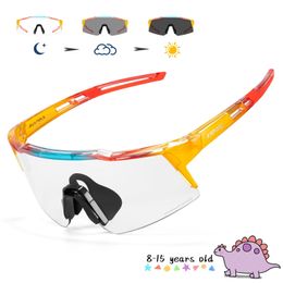 Kapvoe Teen Glasses Pochromic Sunglasses Sports Cycling Kids UV400 Boys Bike Glasses Outdoor Girl Bicycle Protection Glasses 240115