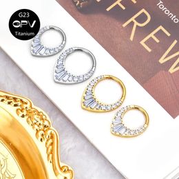 Luxury 5A Square Zircon Nasal Septum Ring G23 High Brightness Punk Tragus Piercing Jewellery For Men And Women Earrings 240116