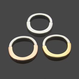 U Shaped Lock Couple Diamond Engagement High Quality Titanium Steel Designer Ring for Women