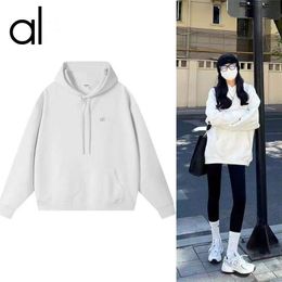 AL-0059 Women Solid Colour Casual Yoga Hoodies Unisex Long Sleeve Sports Hooded Sweatshirt Running Fitness Loose Yoga Outfit Tops