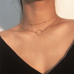 European and American Jewellery Simple Chain Bead Chain Ring Pendant Necklace Women's Fashion Short Simple Alloy Necklace