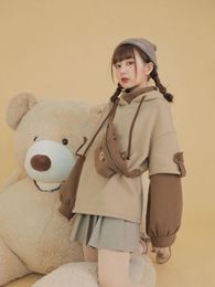 Merry Pretty Harajuku Sweatshirt Bear Anime Hoodie Women Korean Kawaii Long Sleeve Hooded Sweatshirts Sweet Winter Tops With Bag 240115