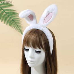 Headbands Bunny Ears Headband for Adults Christmas Plush Rabbit Hair Hoop Party Favors Cosplay Costume YQ240116