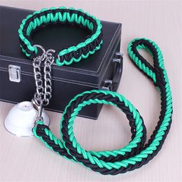 12M 17 Colours Length Double Strand Rope Large Dog Leashes Metal P Chain Buckle National Colour Pet Traction Collar Set A 14 240115