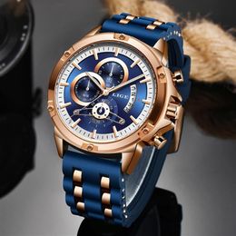 LIGE 2020 Mens Watches Top Men Sport Wristwatch Silica gel Quartz Watch erkek saat Relogio Masculino gift280U