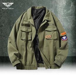 Multipocket Tactical Jacket Men Spring Autumn City Commute Loose Coat Army Baseball Uniform Stereoscopic Pocket 240115