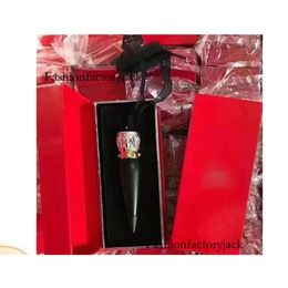 Luxury Perfume Big CL Radish Ding Lipstick Queen's Scepter Lipstick 001m Matte Velvet Black Tube Lipstick Mingtong Version Issued in Batches