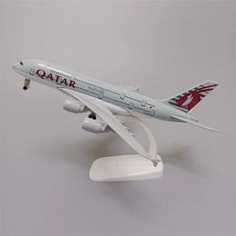 18*20cm Alloy Metal AIR QATAR Airways Airbus 380 A380 Airplane Model Diecast Plane Model Aircraft w Wheels Landing Gears 240115