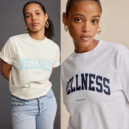 24ss Sporty Rich Wellness Letters Tees Cotton Tops Designer Women Short Sleeved T-shirt in Two Colours