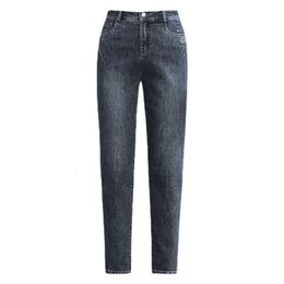 Grey Blue Harlan Pants for Women's Spr New Style Jeans with High Waisted Embroidery for A Slim and Petite Figure. Nine Point Smoke Pipe Pants with Free