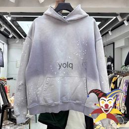 Men's Hoodies Sweatshirts Washed Tie-dyed Hoodie Men Women Best Quality Damaged Paint Spots Oversize Pulloveryolq