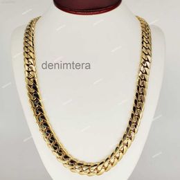 Fancy Jewelry Real 10k 14k Solid Gold Miami Chain Necklace Fast Shipping 18mm Pure Cuban for Men Women U5X9