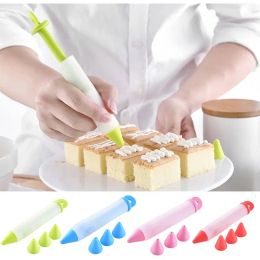 Silicone Food Write Pen Chocolate Decorating Tools Cake Mould Cream Icing Piping Pastry Kitchen Accessories with 4 Nozzles 0116
