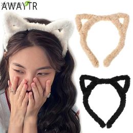 Headbands AWAYTR Cat Ear Headband Plush Winter Furry Rabbit Ear Hairband Hair Hoop for Women Hair Accessories Party Costume Headwear YQ240116