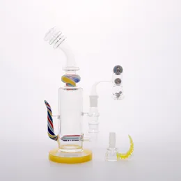 H10Inch Unique Design Yellow Glass Bong Set/Smoking Glass Water Hookah Set/Dabbing Rig Glass Hookah