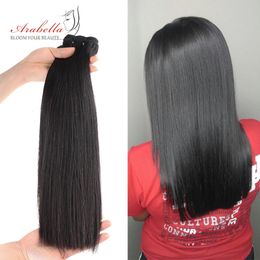 Human Hair Bundles Super Double Drawn Virgin Hair Bundles Arabella Brazilian Bone Straight Hair With 4x4 Transparent LaceClosure 240115