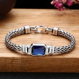 Charm Bracelets QN Silver Color 5MM Handmade Woven Cord Bracelet for Men and Women Retro Fashion Hip Hop Mens Jewelry