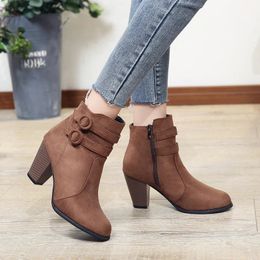 Boot Winter 2023 Ankle Boots for Women High Heel Fashion Zipper Platform Casual Bottines Botas Para Mujer 240115