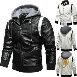 Autumn Winter Bomber Leather Jacket Men Scorpion Embroidery Hooded Jacket PU Leather Motorcycle Mens Ryan Gosling Drive Jacket 240116