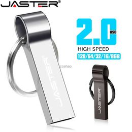 USB Flash Drives JASTER USB Flash Drives Mini Metal 64GB Silver 32GB Black Free Custom Gift Keyring Photography Commemorative Memory Stick