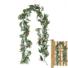 Decorative Flowers Vines Rattan Artificial Eucalyptus Garland Wall Hanging Fake Plant Norfolk Pine DIY Faux Greenery Dec