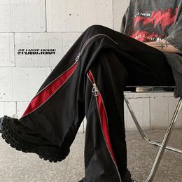 American street hip-hop personality retro men and women loose mountaineering pants with zipper design straight tube casual y2k 240115