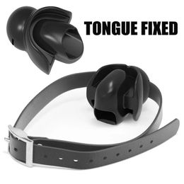 Sex Toys for Couples Tongue Fixed SM Bondage Open Mouth Gag Ring Oral Fixation Lips Adult Product Restraints Leather 240115