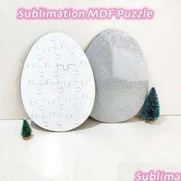 Party Favour Easter Gift Wooden Sublimation Egg Puzzle Blank Custom Jigsaw Mdf Diy Puzzles Drop Delivery Dhbda