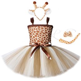 Cute Toddler Girl Giraffe Dress Cartoon Animal Performance Costume Set for Kids Halloween Costumes Girls Christmas Tutu Dresses 240116