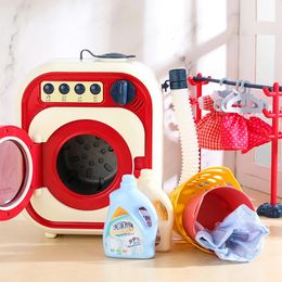 Kids Washing Machine Toy Pretend Play House Mini Simulation Electric Toys Rotate Kinetic Cleaning Preschool For Girls 240115