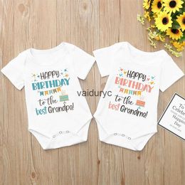 Rompers Happy Birthday To The Best Grandpa Grandma Baby Bodysuit Grandparents Birthday Party Baby Outfit Infant Jumpsuit Best Giftsvaiduryc