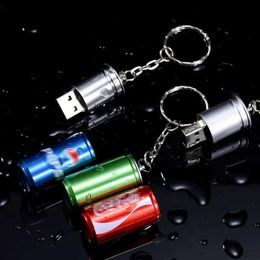 USB Flash Drives Creative Coke Cans USB 2.0 Flash Drive With Key Chain Portable Pen Drive Real Capacity Memory Stick 64GB/32GB/16GB/8GB U Disc