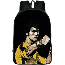 Bruce Lee backpack Li Xiao Long daypack Super Star school bag Print rucksack Picture schoolbag Photo day pack