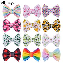 10pcs/lot 5'' Waffle Fabric Hair Bow With/Without Clip Barrette Girls Hairpin for Kids Headwear DIY Hair Accessories 240116