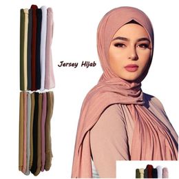 Scarves Premium Stretchy Jersey Maxi Hijab Scarf Long Shawl Muslim Head Wrap Plain Colours 80Cm X 180Cm 589 T2 Drop Delivery Fashion Ac Dhrg8