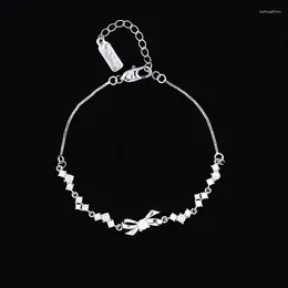 Charm Bracelets Selling Silver Color Fashion Zircon Bow Pendant Women's Bracelet Gift SL258
