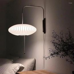 Wall Lamp Nelson Japanese Silk For Living Room Bedroom Home Bedside Office El Bar Decoration Light